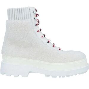 Christian Dior Hike Shearling Lace Up Boots - White - Womens 7 - NWOB
